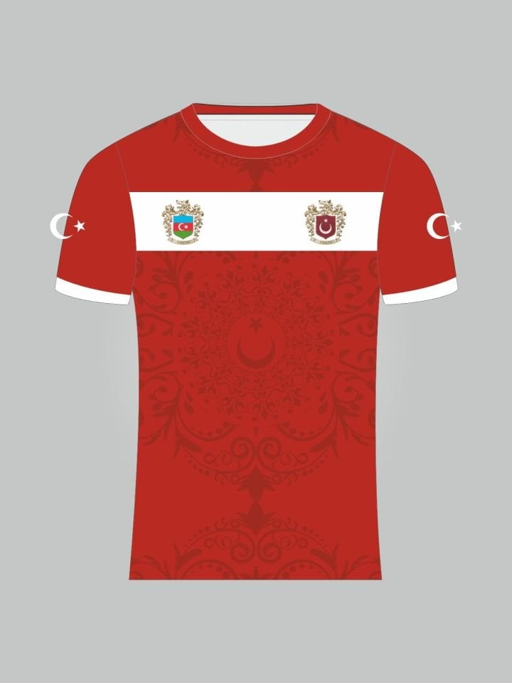 Kurt Motifli Türkiye-Azerbaycan Forması TEK ÜST K0173 (Tek Kelime İsim ve Numara Yazılır)