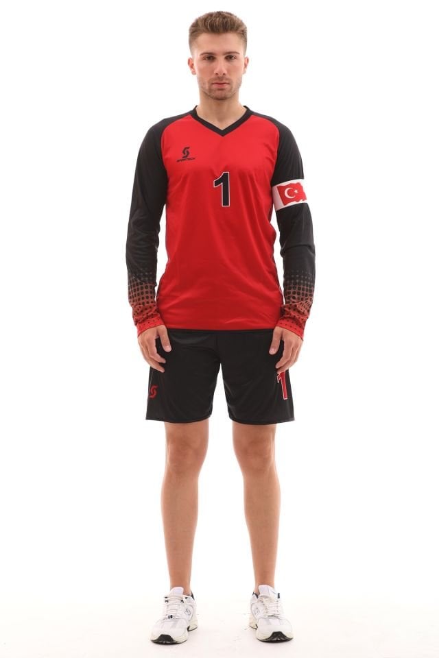 Sportech Kırmızı Sünger Destekli Kaleci Forma Takımı R0124