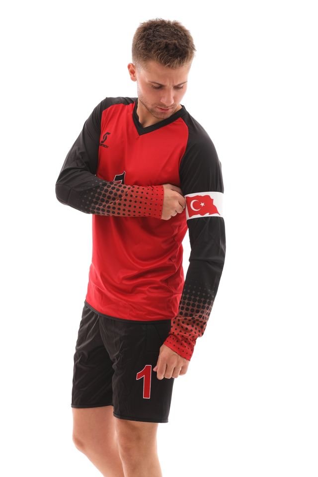 Sportech Kırmızı Sünger Destekli Kaleci Forma Takımı R0124