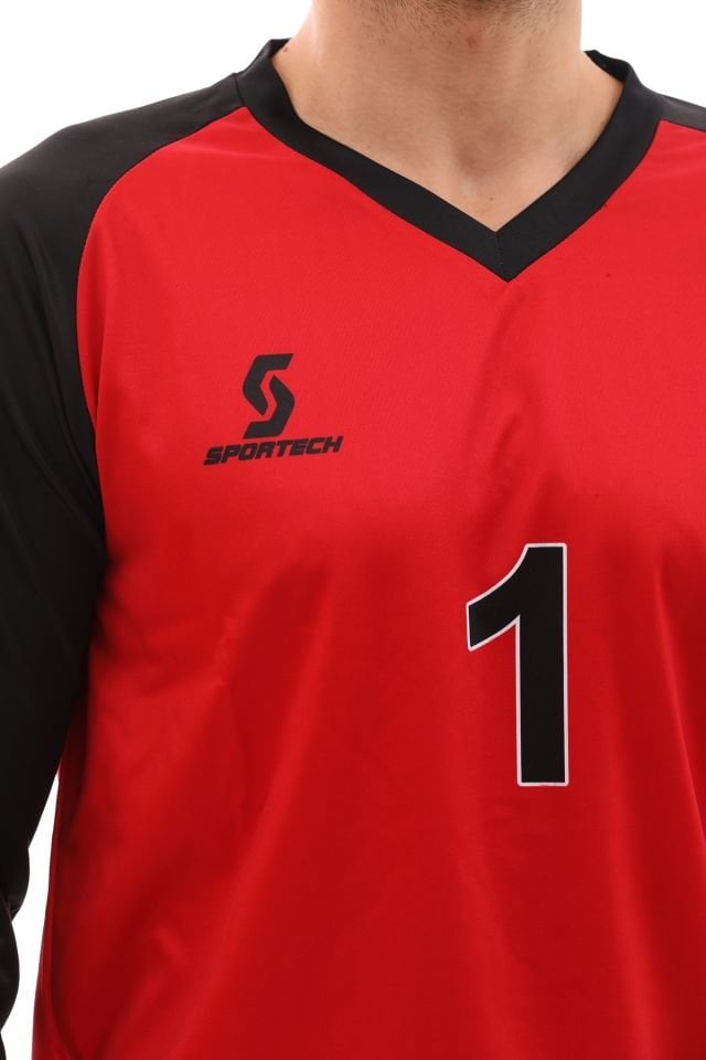 Sportech Kırmızı Sünger Destekli Kaleci Forma Takımı R0124
