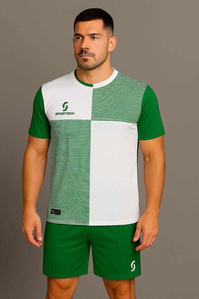 Sportech Yeşil-Beyaz Forma Takımı (TEK KELİME ISİM VE NUMARA YAZILIR) K0131