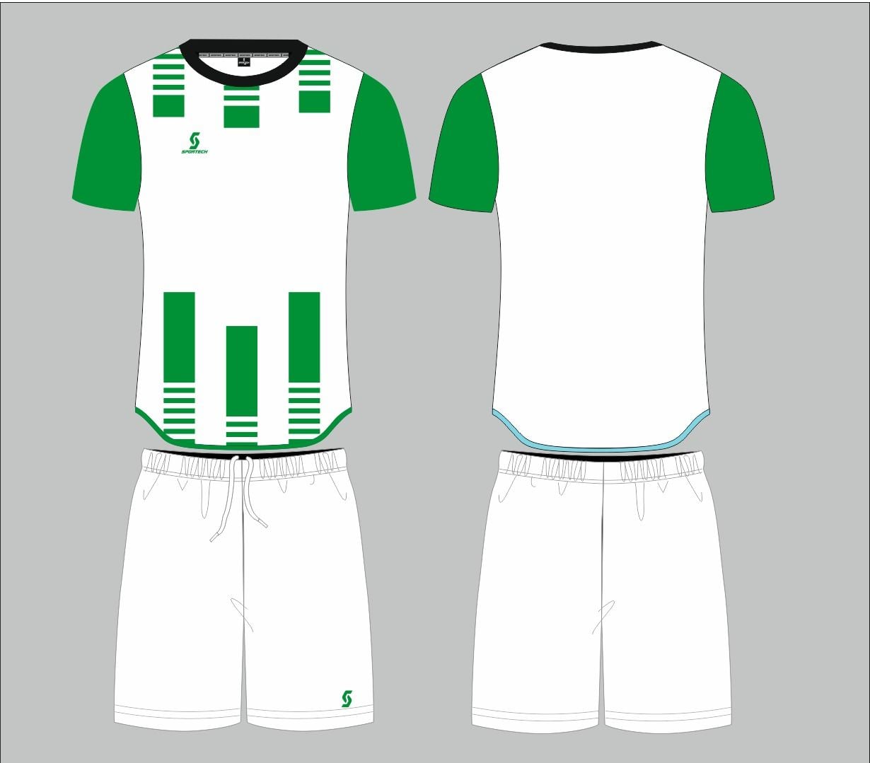 Sportech Beyaz-Yeşil Forma Takımı K0134 (TEK KELİME ISİM VE NUMARA YAZILIR)