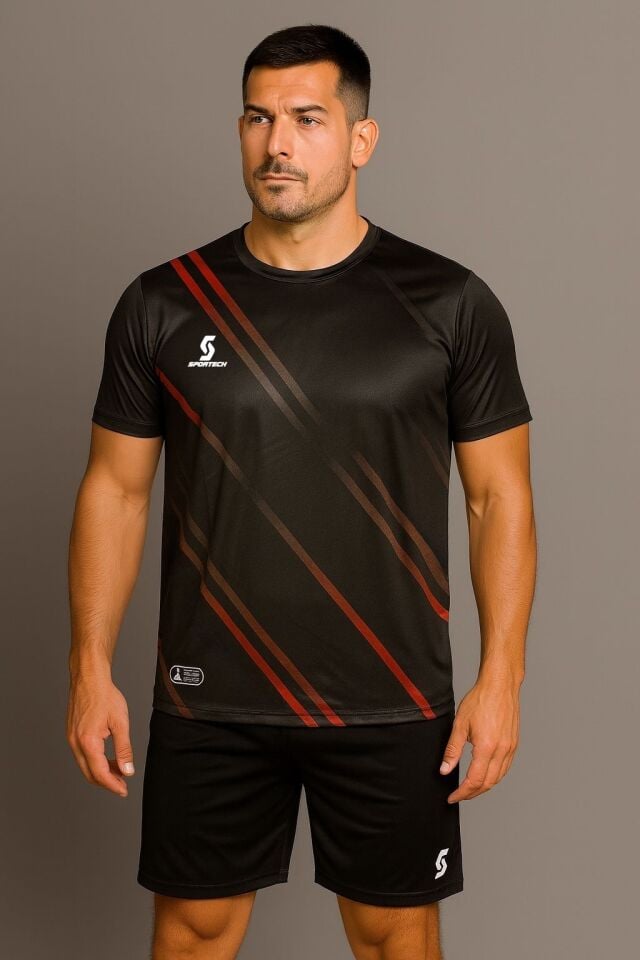 Sportech Siyah Forma Takımı (İsim Yazılır) K0137
