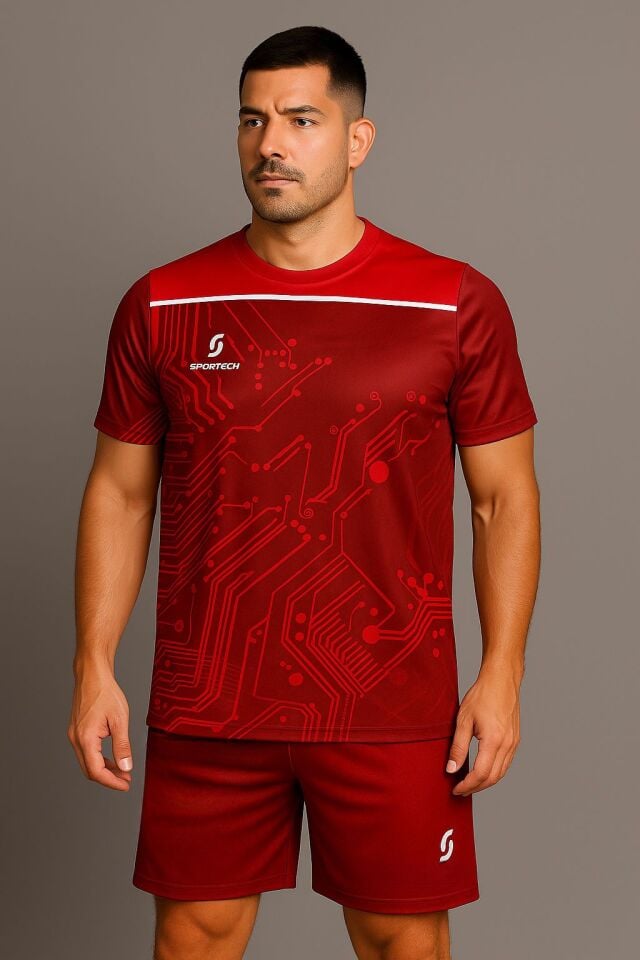 Sportech Kırmızı-Beyaz Forma Takımı K0130 (TEK KELİME ISİM VE NUMARA YAZILIR)
