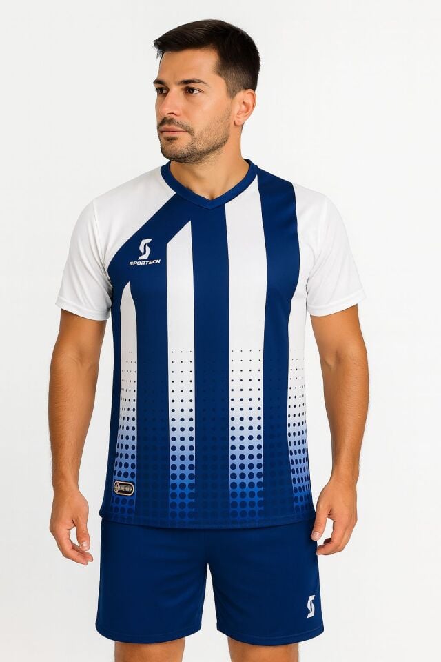 Sportech Lacivert-Beyaz Forma Takımı (İsim Yazılır) K0139