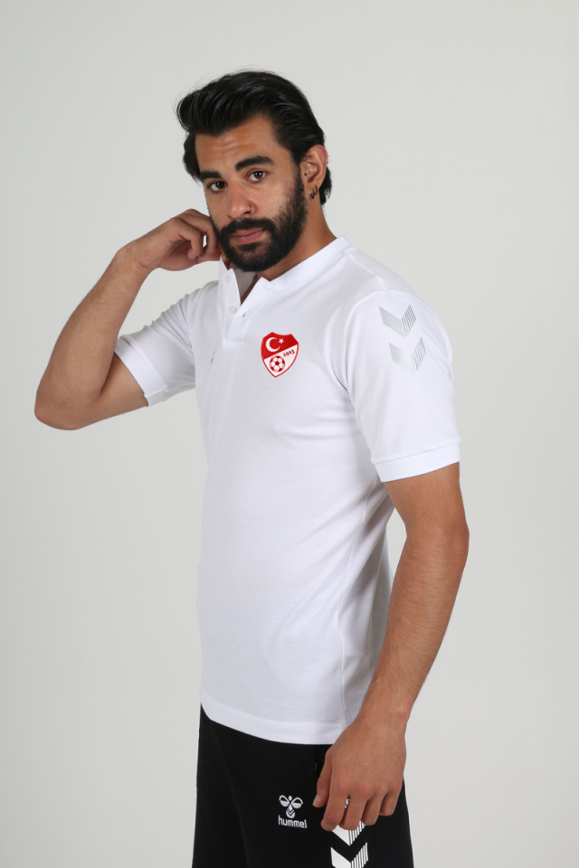 HUMMEL TFF HAKEM Armin Pamuklu Bebe Yaka Tişört Beyaz