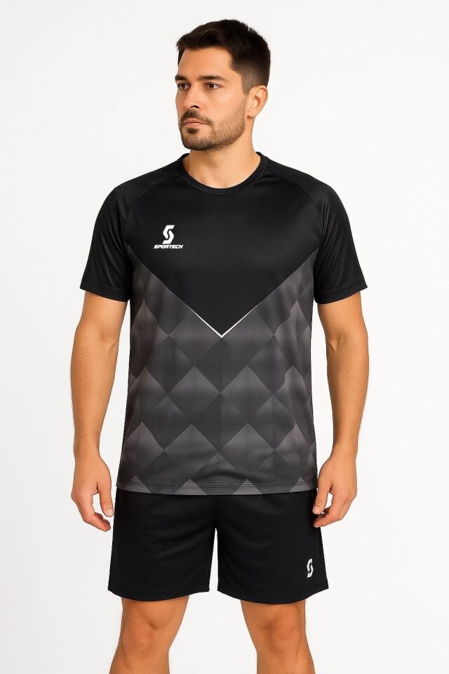 Sportech Siyah Forma Takımı (İsim Yazılır) K0147