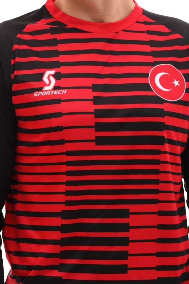 Sportech Sünger Destekli Kaleci Forma Takımı, Kırmızı-Siyah K0142