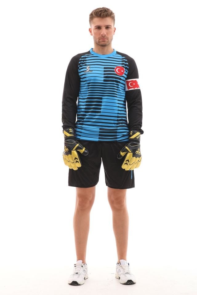 Sportech Sünger Destekli Kaleci Forma Takımı, Mavi-Siyah K0144 2XL