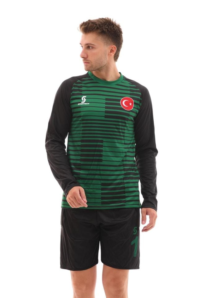 Sportech Sünger Destekli Kaleci Forma Takımı, Yeşil-Siyah K0145