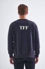 Sweatshirt, Füme Basic Kapüşonsuz, İçi Polarlı, Üç İplik TFF