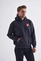 Sweatshirt, Füme Kapüşonlu, İçi Polarlı, Üç İplik TFF