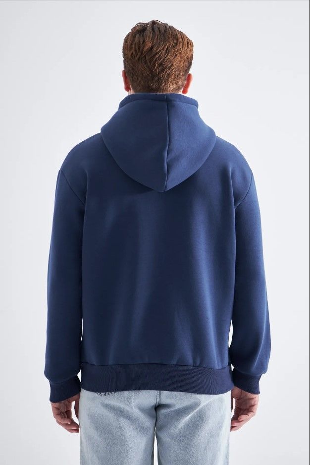 Sweatshirt, Lacivert Kapüşonlu, İçi Polarlı, Üç İplik TFF