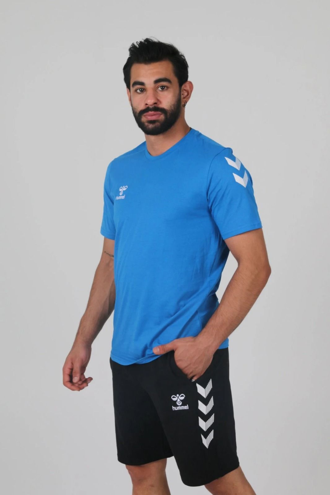 Hummel Armin Pamuklu Antrenman Tişört Saks Mavi