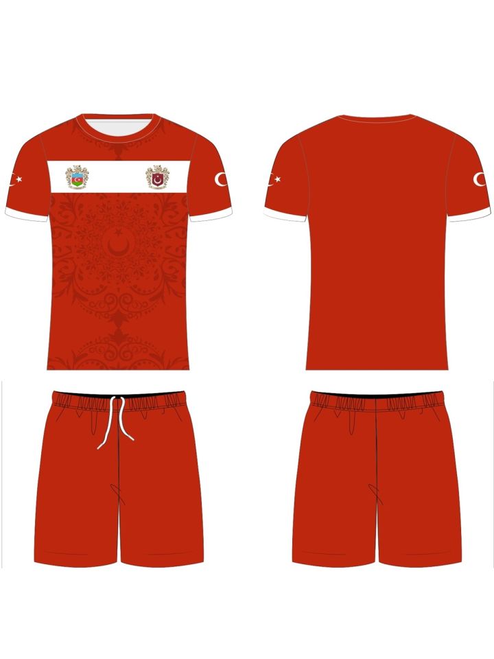 Kurt Motifli Yeni Nesil Türkiye-Azerbaycan Forma Takımı K0169 (Tek Kelime İsim ve Numara Yazılır)