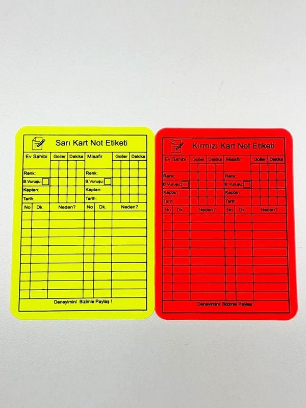 Fifa Baskılı Kalın Sarı Kırmızı Kart Çizelgeli (Kurşun Kalem ile Yazılır, Silinir)